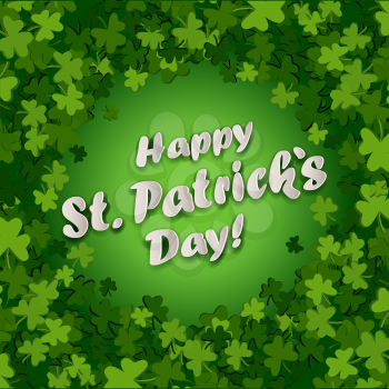 Abstract bright green clover leaves background for St. Patrick's Day, vector illustration