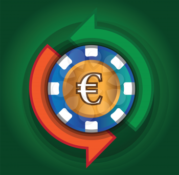 Exchange Euro for Casino Concept.