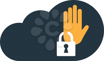 Cloud Computing with Security Concept Icon Design