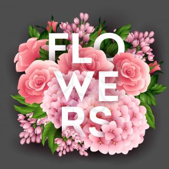 Stylish vector poster with beautiful flowers EPS 10