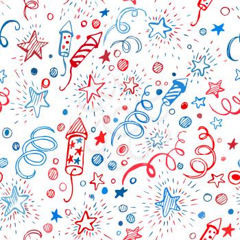 4th of July. American Independence Day. Hand-drawn seamless pattern EPS10