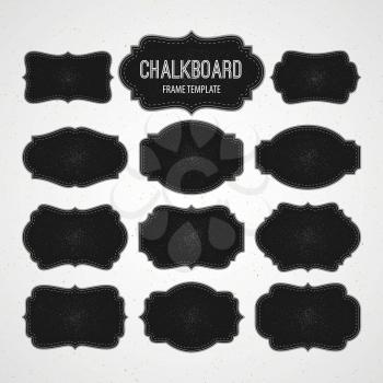Set of Chalkboard Frames and Labels. Vector illustration EPS 10