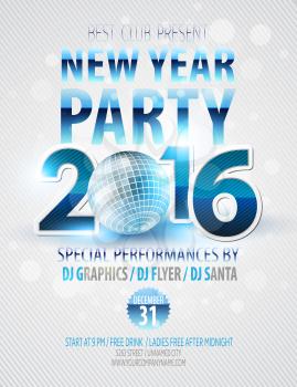Happy New Year party poster. Vector template EPS 10