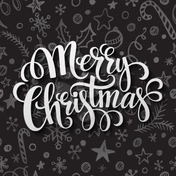 Merry Christmas lettering in chalk seamless pattern EPS 10