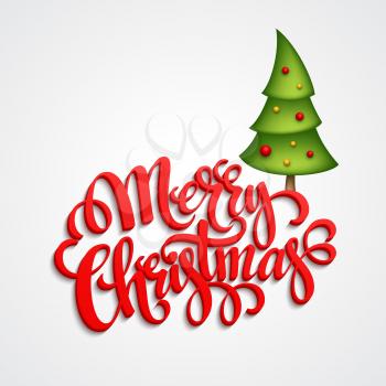 Christmas Greeting Card. Merry Christmas lettering, vector illustration EPS 10