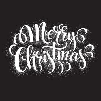 Black and White Christmas Card. Merry Christmas lettering EPS 10