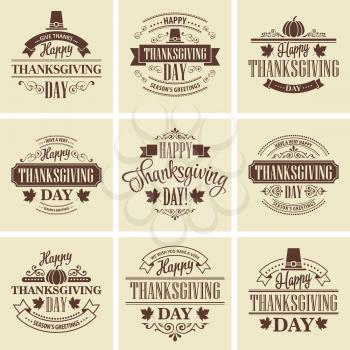 Typographic Thanksgiving Design Set. Vector illustration EPS 10