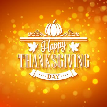 Vector typography design Thanksgiving  Blurred and boke autumn background EPS 10