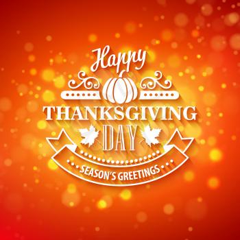 Vector typography design Thanksgiving  Blurred and boke autumn background EPS 10