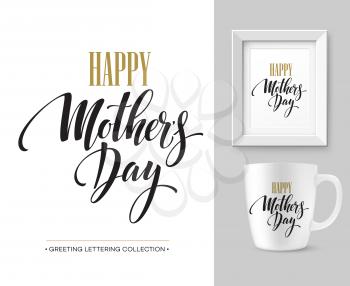 Mothers Day hand lettering collection. Mock-up design template. Vector illustration EPS10