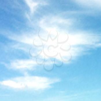 Blue sky with white clouds. Vector background. 