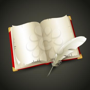 Old book and pen. Vector illustration EPS 10