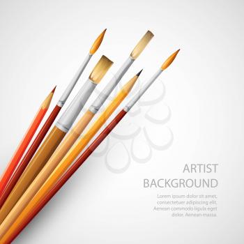 Paint brushes isolated on the white background. Vector illustration