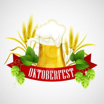 Oktoberfest Background with Beer. Poster template. Vector illustration EPS 10
