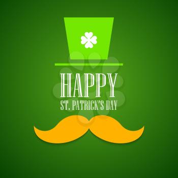 St. Patrick Day greeting card with a mustache and hat EPS10