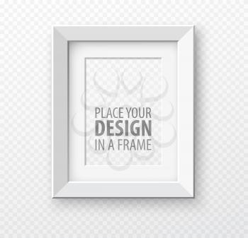 Vertical frame mock up on transparence background with realistic shadows. Vector illustration EPS10