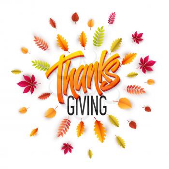 Hand drawn Happy Thanksgiving Day Background. Give Thanks. Vector illustration EPS10