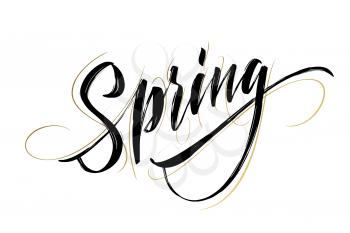 Spring handwritten lettering. Beautiful modern calligraphy. Isolated on white for easy use. Vector illustration EPS10
