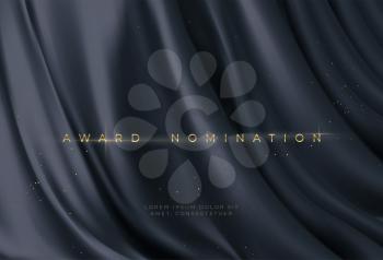 Awarding the nomination ceremony luxury black wavy background with golden glitter sparkles. Vector background EPS10