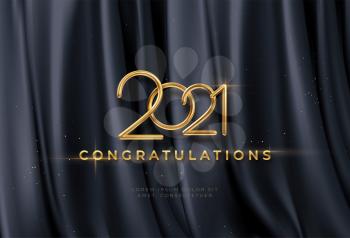Congratulations golden award on black silk background. Graduate award. Award nomination background. Vector illustration EPS10