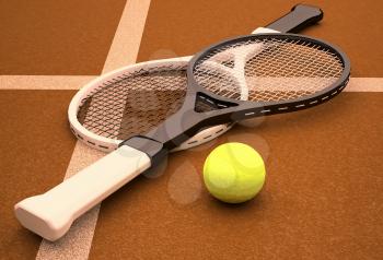 Tennis; rackets; sphere; court; game; ground.