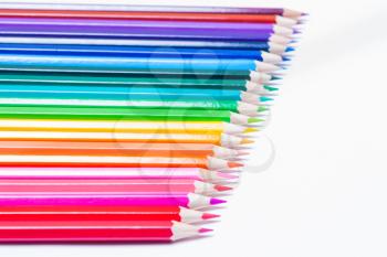 line of colored pencils white background, save clipping path