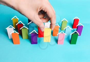 Colored houses. Concept of building your home, Real estate investment, mortgage
