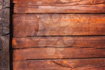 Oak wooden brown old background. Rustic style. Horizontal boards
