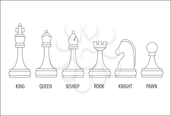 set of six chess pieces, vector illustration.