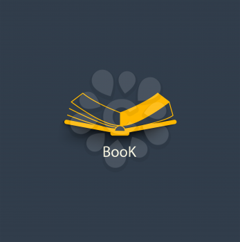 Open book in paper style. Vector icon