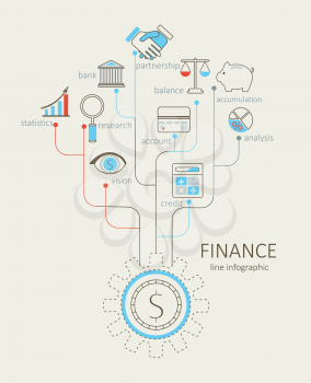 Flat design modern vector illustration infographic outline Finance concept.