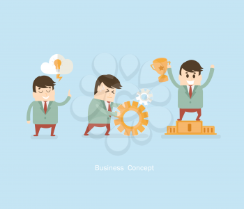 Vector business concept - start up infographic design elements with man in flat style.