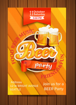 Beer party flyer., vectot illustration. EPS 10.