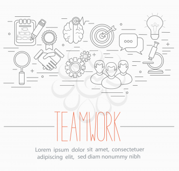 Line style vector illustration design concept of teamwork.
