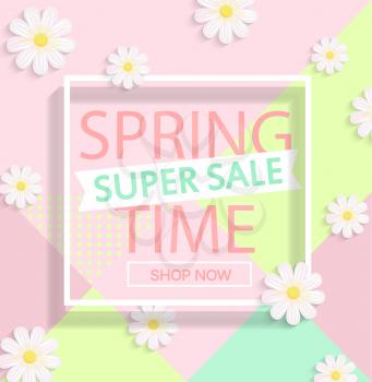 Modern geometric pastel spring sale design. Vector background.