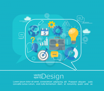 Consulting Concepts Design. Infographic in line style with flat set business icon, vector illustration.