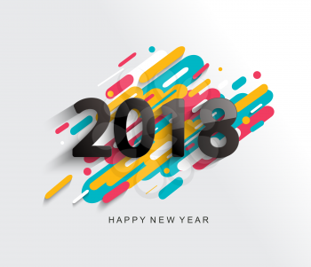 Creative happy new year 2018 card on modern background. Vector illustration.