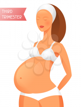 Pregnant women in third trimester of pregnancy. Illustration for websites, magazines and brochures.