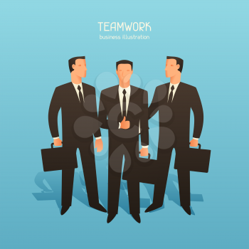 Teamwork business conceptual illustration with businessmen. Image for web sites, articles, magazines.
