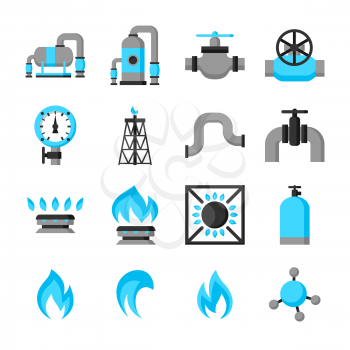 Natural gas production, injection and storage. Set of objects.