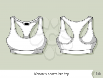 Women sports bra top. Template for design, easily editable by layers.
