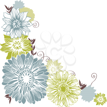 Floral background with hand draun flowers. Vector illustration.
