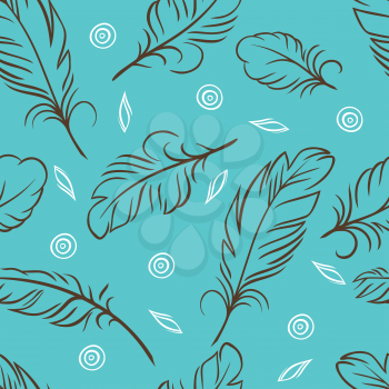 Vector illustration. Seamless pattern of abstract feathers.