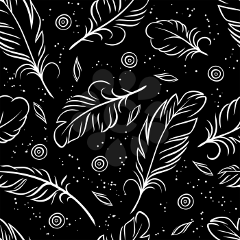 Vector illustration. Seamless pattern of abstract feathers