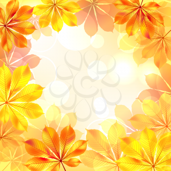 Autumn background with yellow leaves. Vector illustration.