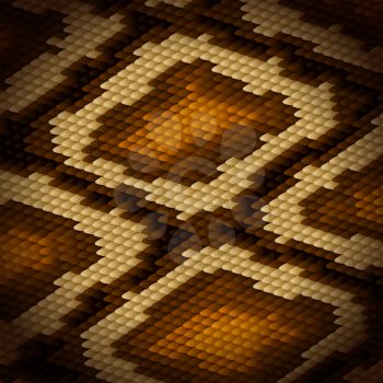 Python snake skin brown background. Vector illustration.