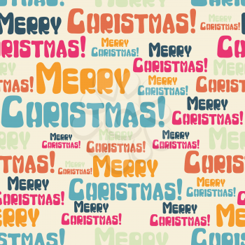 Vector seamless pattern with colored Merry Christmas.