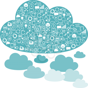 Social network clouds backgrounds of SEO internet icons.