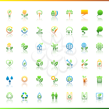 Collection of eco web icons.