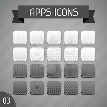 Collection of monochrome apps icons. Set 3.